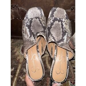 JESSICA SIMPSON Women’s Wedge Adult Size 8 Sheyna Snake Print Mules/ Slides